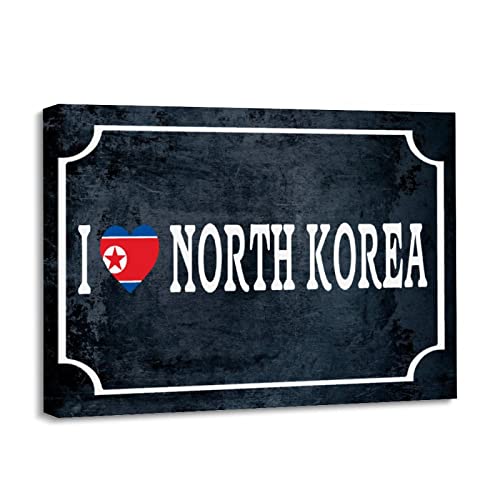 Lienzo de Corea del Norte enmarcado Yelolyio, arte patriótico de 12x16 pulgadas listo para colgar