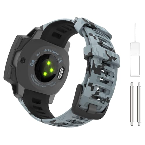 Astorgos 1Pack Sport Watch Band Compatible con Garmin Instinct Esports/Solar/Tactical/Tide Military Watch/Instinct 2 Sports GPS, Pulsera de Silicona Suave Reemplazo de la Correa, Camuflaje Mosaico