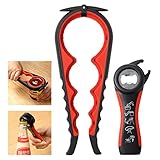 Can opener, 5-in-1 multi-function bottle opener set, easy to use with silicone handle, bottle opener...