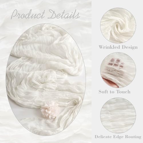 White Cheesecloth Table Runner Gauze 35x120 Inches 10FT Boho Rustic Farmhouse for Thanksgiving Fall Wedding Bridal Shower Baby Shower Home Holiday Decorations by CASYUNE - Image 3