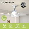ALUOCIY 18 Inch Socket Fan Light With Remote - Smart LED Ceiling Fan With 3 Color Temperatures & 6 Speed Settings