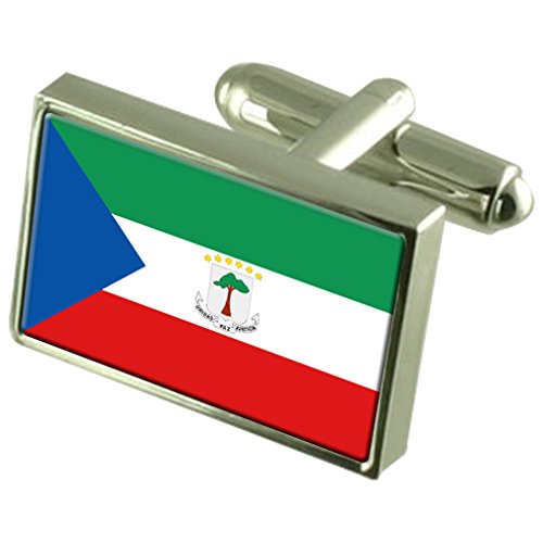 Evita camisas sosas con Gemelos Bandera de Guinea Ecuatorial en plata