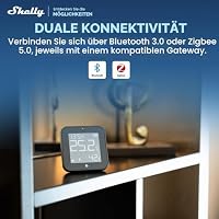 Shelly BLU H&T Display ZB Schwarz - Bluetooth & Zigbee Temperatur- und Luftfeuchtigkeitssensor, IP54, E-Paper-Display, Digitaluhr, Smart Home, Verschlüsselung, Fernüberwachung, Gateway Erforderlich – Ansicht 3