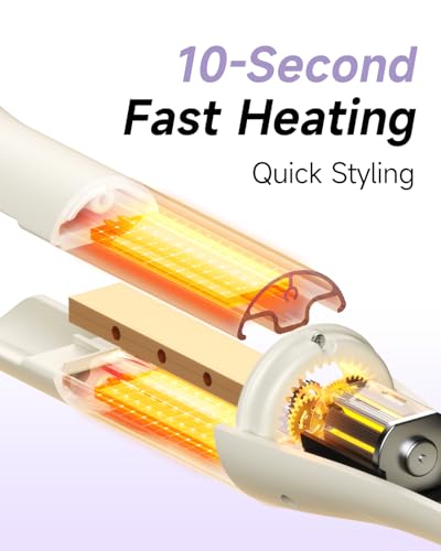 Image of 3 in 1 Automatic Curling Iron, Hair Curlers with 3 Curling Barrels (1 inch - 1.25 inch - 1.5 inch), Rotating Curling Iron with 3 Temp, 2-Way Rotation, 10S Fast Heating, Anti-Scald, Dual Voltage, White