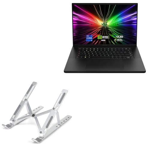 BoxWave Stand and Mount Compatible with Razer Blade 16 (2024) - Compact QuickSwitch Laptop Stand, Portable Multi Angle Viewing Foldable Riser - Metallic Silver