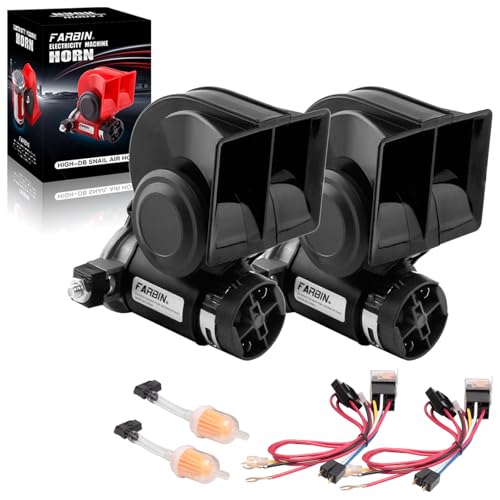 FARBIN Air Horn for Truck,Compact Electric Train Horn,Car Horn 12V 150db Super Loud with Wiring Harness,for Any 12V Vehicles. 2PCS by FARBIN - Used condition - US$39.89