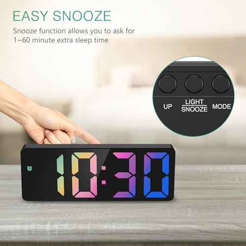 ORIA Digital Alarm Clock, Small Desk Clock, Alarm with Adjustable Brightness, Snooze, Suitable for Bedroom, Office (Colorful) by ORIA - Image 5