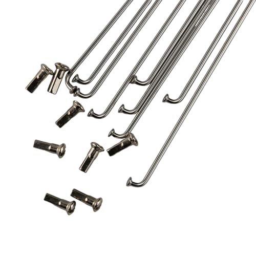 siktorrwd 12PCS 260mm/10.2 Inch Stainless Steel Spokes with Spoke Caps, Replacement Bicycle Steel 14G Spokes Silver for Mountain Bike/Road Bike