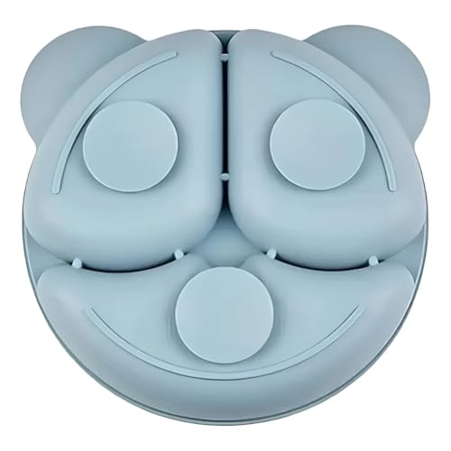 أدوات تغذية الأطفال من السيليكون، مستلزمات الفطام، تتضمن أكواب شفط وأطباق مقسمة، مريلة قابلة للتعديل، أدوات طعام للأطفال، ملاعق وشوك، كوب من فانتاستيك كيدز تويز، 6 قطع (باندا لارج (L) - أزرق)