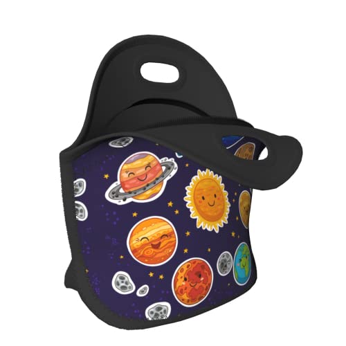 Planet Insulated Neoprene Lunch Bag Solar System Soft Lunch Box Galaxy Snack Lunchboxes Meal Prep Handbag For Kids Teens For School Outdoors Picnic #TOP2