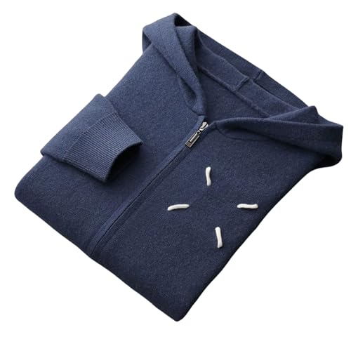Men's Autumn Winter Thick Cashmere Zipper Hooded Knit Cardigan