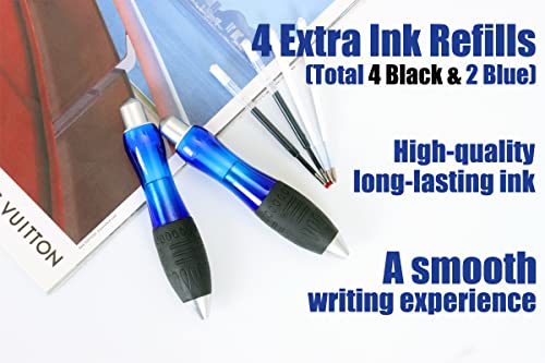 Big Weighted Fat Pens For Parkinsons Patients, Essential Tremor, Arthritis Hand And Low Grip Strength - Heavy Weighted Pen To Help Elderly, Parkinson's, Carpal Tunnel(2 Pack With 4 Extra Ink Refills) #TOP3