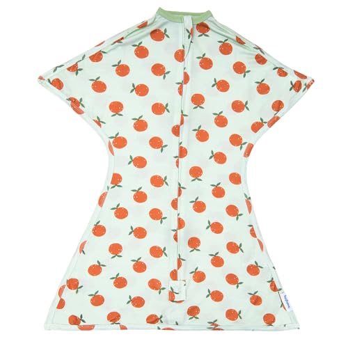 Image of SleepingBaby Bamboo Zipadee-Zip Transition Swaddle - EverSoft Starfish Design Breathable Wearable Blanket with Two-Way Zipper, Large (12-24 months), Green Clementine