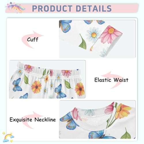 Pajama Sets Long Sleeve Floral Butterfly Pattern Prints Soft Comfy Sleepwear 2 Piece PJS 3-8T4