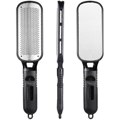 Antonki Foot File for Dead Skin, Double Sided Callus Remover for Feet, Metal Foot Scrubber for Cracked Heel, Professional Foot Scraper Rasp Pedicure Tool to Remove Hard Skin - 2 in 1 Foot File Cover