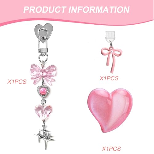 Celblisora Rosa Charms-Set für Kindle,Einschließlich Staubschutzstecker-Charm Typ C/USB C,Herz-Griffhalter,Glitzernde Schlüsselanhänger für Kindle Paperwhite 11./12. Generation