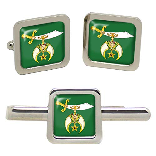 Giftshop UK el Abrillantadoras Masónico Cuadrado Gemelos y Corbata Clip Set