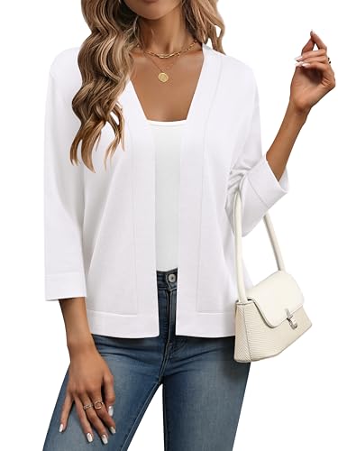 Zeagoo Women's 3/4 Sleeve Cropped Cardigan Sweater – Lightweight Bolero Shrug