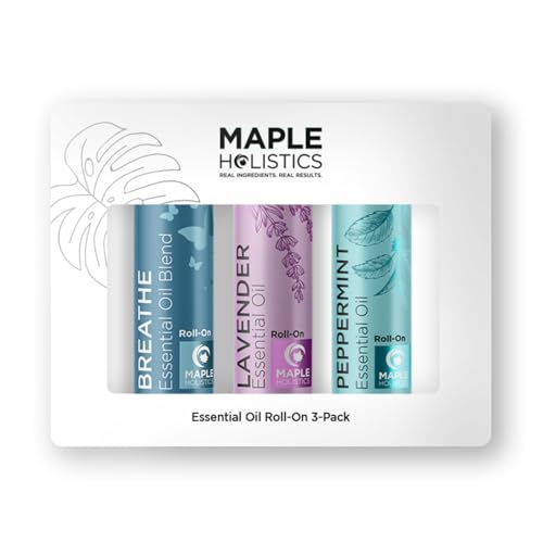 Headache Roll on Essential Oils - Aromatherapy Essential Oils Sets Variety Pack with Peppermint Clarify and Breathe Essential Oil Roll Ons - Fun & Cute Wellness Gift for Young Women Teens & Girls