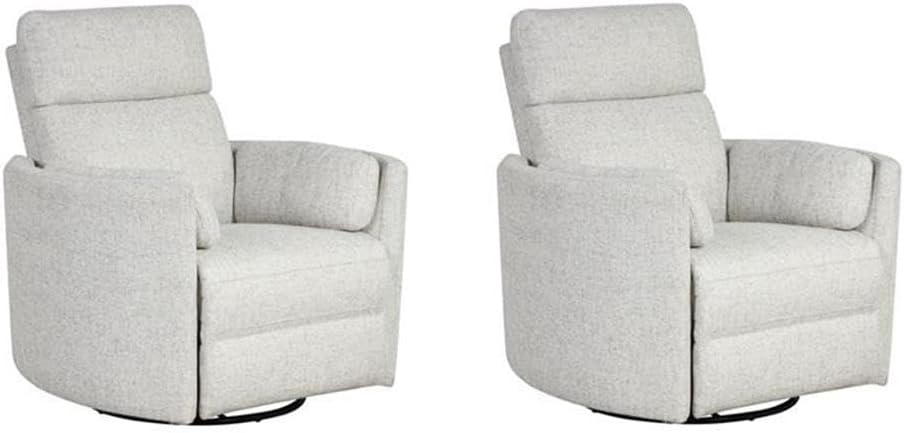 Pemberly Row Set of 2 Fabric Power Swivel Glider Recliner in Fossil Finish
