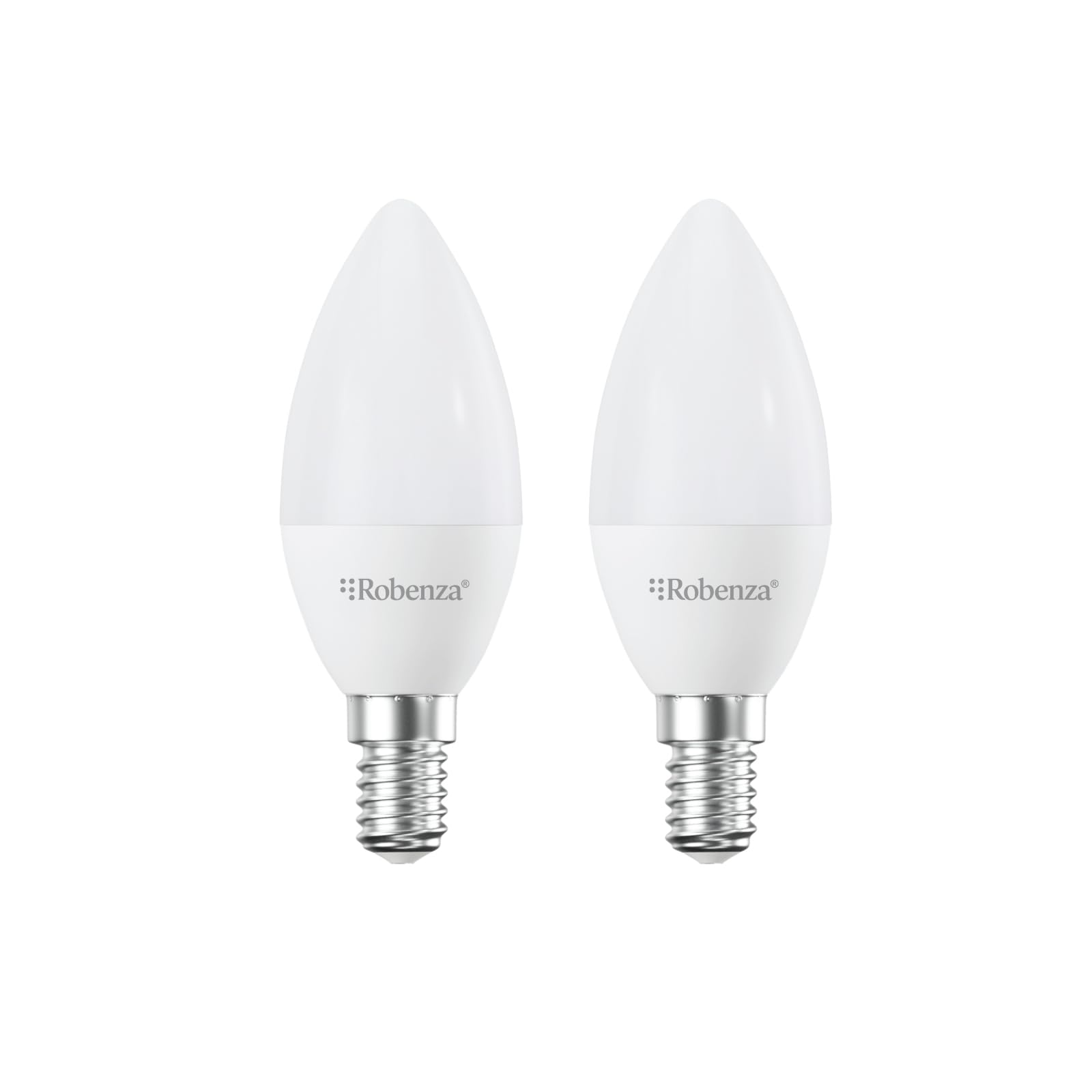 Robenza E14 LED Candle Light Bulb, 6.5W (50W Equivalent), 600LM Daylight 6500K, Small Edison Screw SES, Non-Dimmable Energy Saving LED Candle Bulb, Long Life Chandelier Ceiling Light - Pack of 2