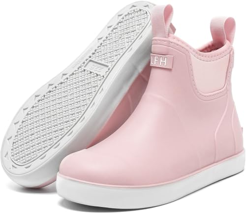Jesindr Botas de agua impermeables unisex para niños, botas de lluvia para niñas, botas de goma antideslizantes, Pink, 32 EU