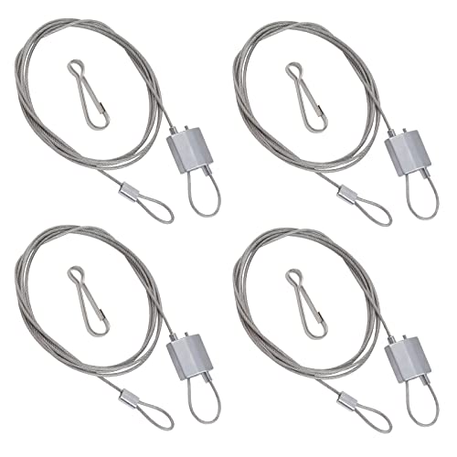 UFURMATE Rope Hanger, 4 Set 1M/3.28 Ft Stainless Steel Ceiling Light Hanging Wires Adjustable Wire Ropes Light Suspension Cables Kit for Growing Light