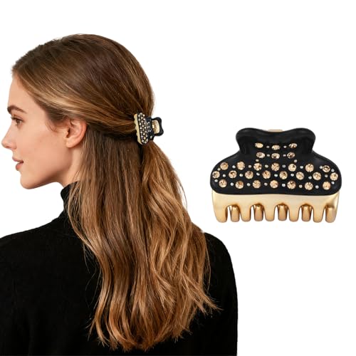 2026 Premium Durable Hair Claw Clip for Women, Original Italian Designed Strong Grip Hair Clips for Normal Fine Thin Hair, No Slip Jaw Clips with Gift Box for Christmas Birthday Girls, 1.7 Inch Black