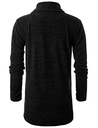 Ohoo Mens Long Sleeve Draped Lightweight Open Front Shawl Collar Longline Cardigan/Dcc226-Black-Xxl #TOP2