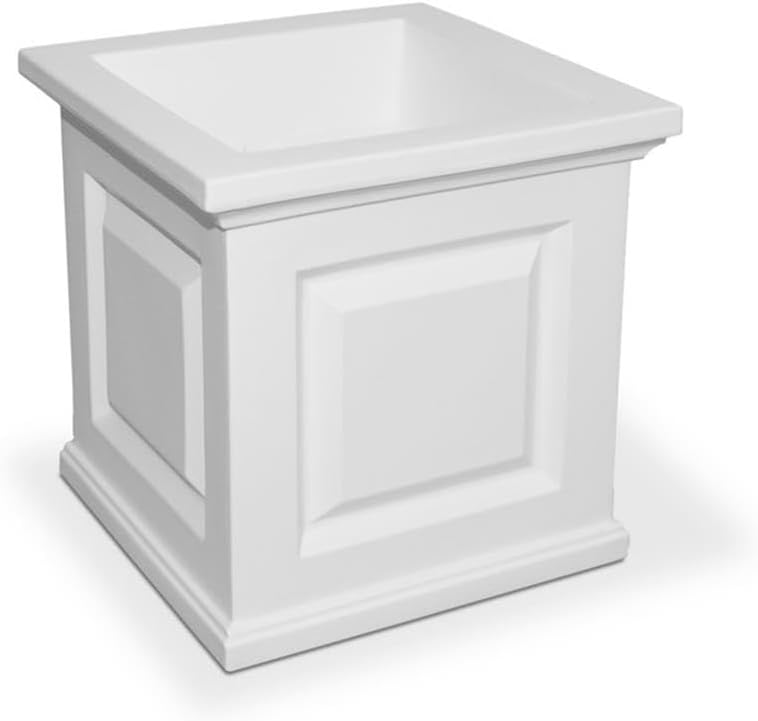 Mayne Nantucket 16x16 Weatherproof Traditional Plastic Planter in White
