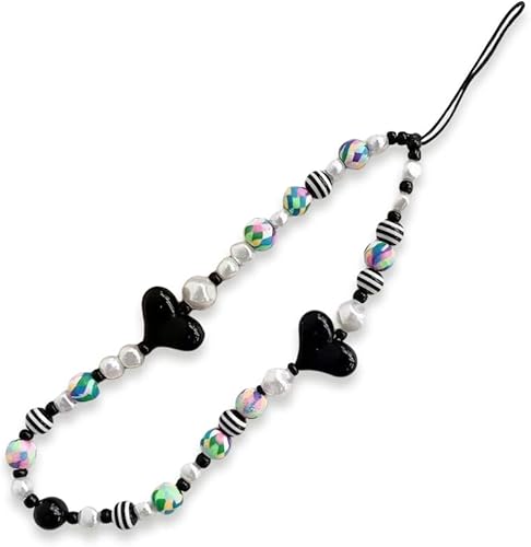Cadena de teléfono con forma de corazón, hecha a mano, correa de muñeca para niñas, antipérdida, correa de pulsera de teléfono con cuentas estéticas disponible en Yaxa Guatemala