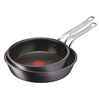 TEFAL Jamie Oliver by Tefal Cooks Classic Non-Stick Induction Hard Anodised Twinpack Frypan 24/28cm, H912S217
