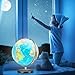 COSTWAY Illuminated World Globe, 13” Desktop Geographic Globe w/LED Light & Easy-to-Read Clear Map for Students, 720° Rotation Decoration, Educational Interactive Globe for School, Classroom