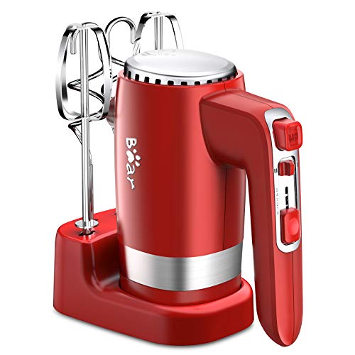 Hand Mixer Electric 300w Ultra Power Kitchen Hand Mixer With 2 *5-Speed Handheld Mixer with Storage Base ,Turbo Boost/Self-Control Speed Eject Button + 4 Stainless Steel Accessories