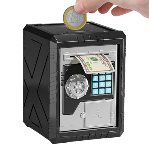 Hucha Electrónica Para Niños - Hucha Protegida Con Contraseña, Hucha Automática Para Monedas Y Efectivo, Hucha Digital Para Niños, Caja Fuerte De Ahorros Para Niños, Cajero Automático De Ahorro Educat