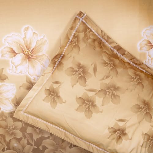 Image of Cloth Fusion Cotton Feel Elastic Fitted Bedsheet King Size, 2 Pillow Covers | Glace cotton 186 TC, 78 x 72 inches, fits up to 8 inch mattress, soft, breathable, wrinkle-resistant, machine wash, brown