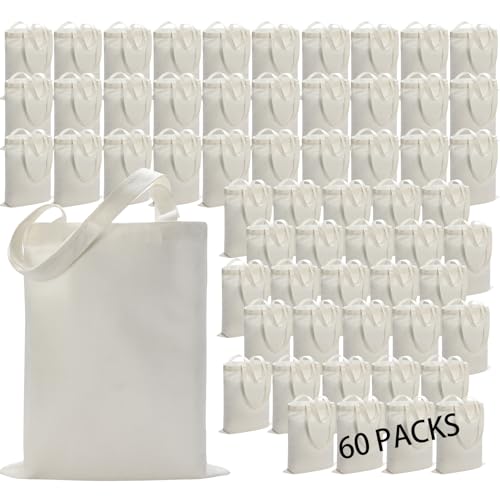 60 Pack Canvas Tote Bags for Sublimation and DIY