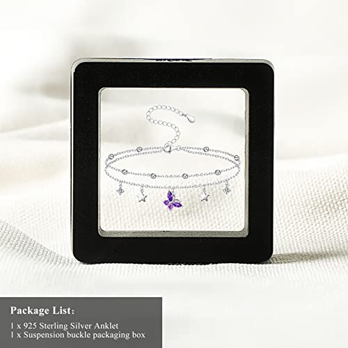 Nuokun 925 Sterling Silver Butterfly Anklets For Women Teen Girls, Adjustable Personalized Ancklette Jewelry Birthday Gifts For Wife Daughter Sisters Girlfriend On Christmas #TOP5