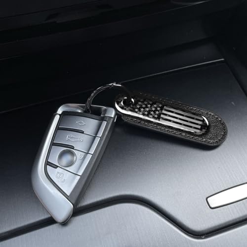 muekzru American Flag Keychain,Carbon Fiber Leather Set Car Keychain,Universal keychain Fashion Sports Keychains