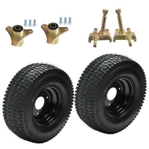 13x5.00-6 Tire and Rim Go Cart Wheel, 13x5-6" 13x5x6 Tubeless Tire 3 Stud Wheel Assembly, with Front Wheel Hubs & Steering Knuckles – Fits Quad, UTV, Golf Cart, Lawn Mower, Snow Blower, 4 Wheeler