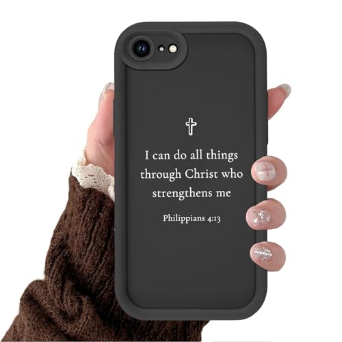 Yomjew Bible Verse Design Phone Case for iPhone 16e/iPhone 17e 6.1", Cute Cross Christian Quote [I Can Do All Things Through Christ Who Strengthens Me] Soft TPU Slim Shockproof Cover for Girls Boy
