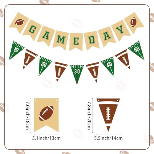 Image of Hooqict 2 Pieces Game Day Football Banner Football Party Decorations Football Party Banner Garland with Triangle Flags Sign for Sports Birthday Party Decorations Tailgate Party Supplies
