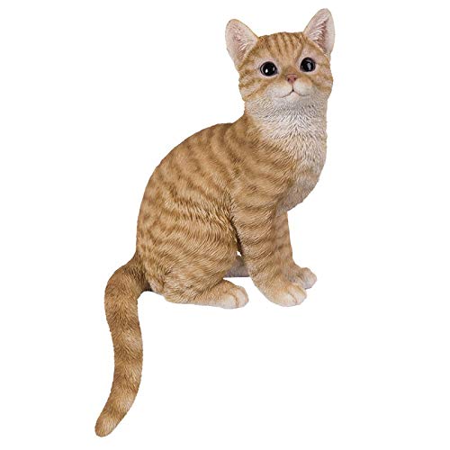 Estatua decorativa de gato naranja realista de 15"