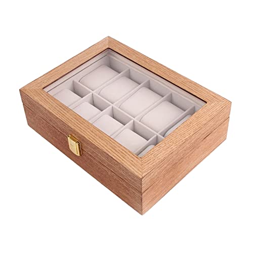 HONGFEISHANGMAO Organizador de Reloj 10 cuadrículas Reloj Caja de visualización Organizador joyería Reloj de Almacenamiento Cajas de Regalo (Color : A) Cover