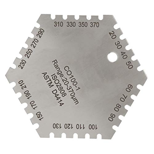 CO100-1 Stainless Steel Wet Film Thickness Gauge Comb - Hexagonal Design for Accurate 20-370um Measurement Range - Precision Film Thickness Measurement Tool