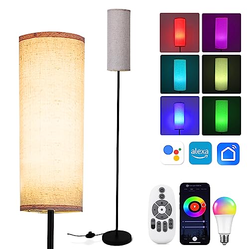 Litake Lampadaire sur Pied Salon, RGBCW Lampes LED Variateur Continu 800lm avec Télécommande & APP Lampadaire Salon Moderne avec Mode DIY et Musical Compatible avec Alexa & Google Home 2500K-9000K