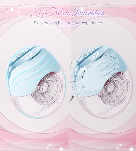 Image of Electric Breast Pump Wearable Models GLE10, Hands Free Breast Pump, Invisible & Lightweight Design, 3 Modes & 8 Levels, Portable Electric with 19 /21 /24mm Options, Includes Travel Suitcase(Blue 2PCS)