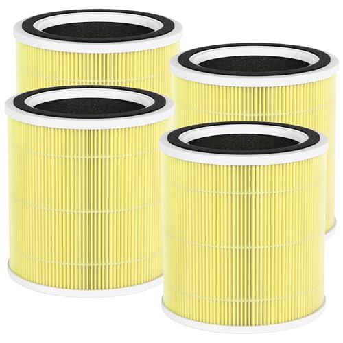 4 Packs AC400 Pet Care Replacement Filters Compatible with Purivortex AC400 Air Cleaner Purifier, with Main Filter and Activated Carbon Filter, Yellow by FCFMY - Used condition - US$31.99