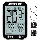 Bikevee Wireless Cycling GPS Computer with Auto Start/Stop, Auto Backlight, Bicycle Odometer MPH KM/H, Waterproof Bike Speedometer with Cycling Speed Tracker 2.4'' LCD Display - Black & White