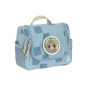 LÄSSIG Kinder Kulturtasche Waschbeutel Waschtasche Kulturbeutel zum Hängen/Mini Washbag Pattern Party Blue